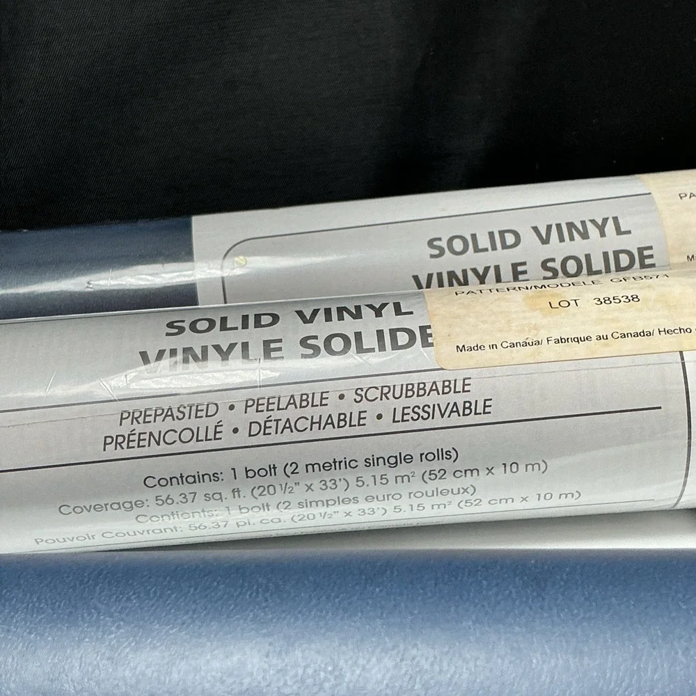 Warner Wallpaper GFB571 Solid Vinyl Blue Textured Lot of 3 Rolls 169 Sq Ft